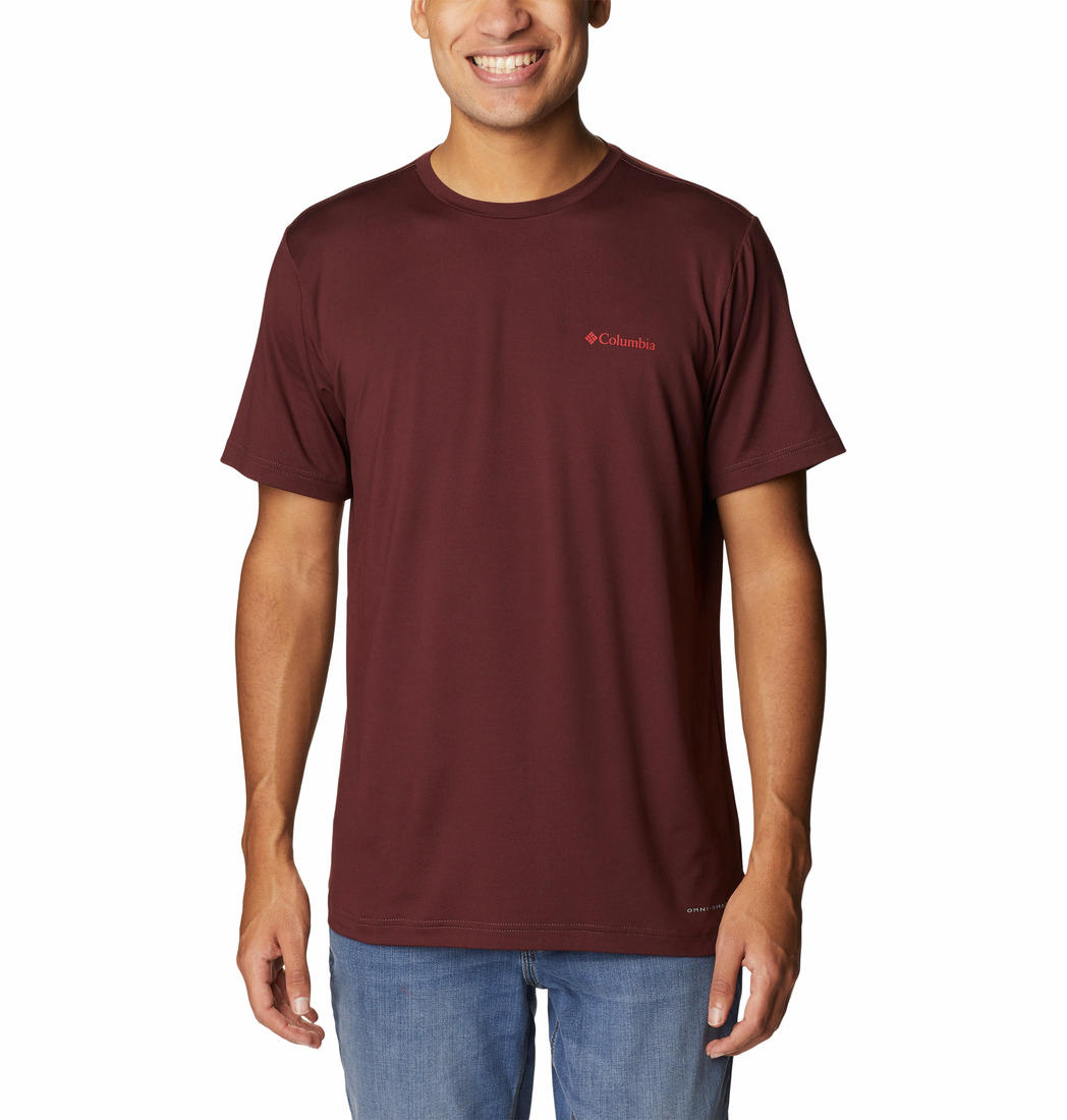 Columbia Men Maroon Tech Trail Graphic T-Shirt