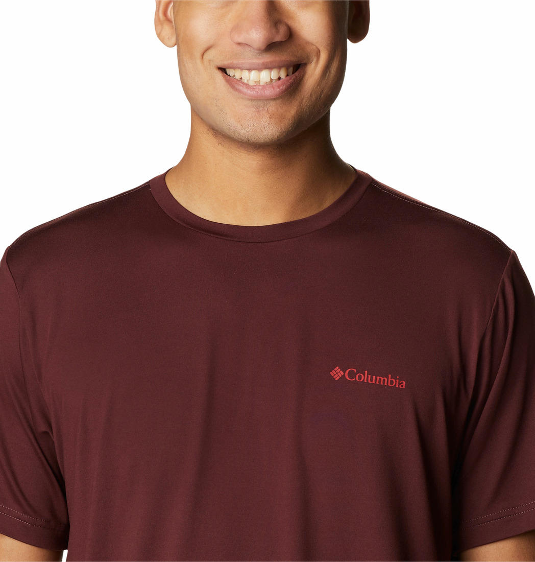 Columbia Men Maroon Tech Trail Graphic T-Shirt