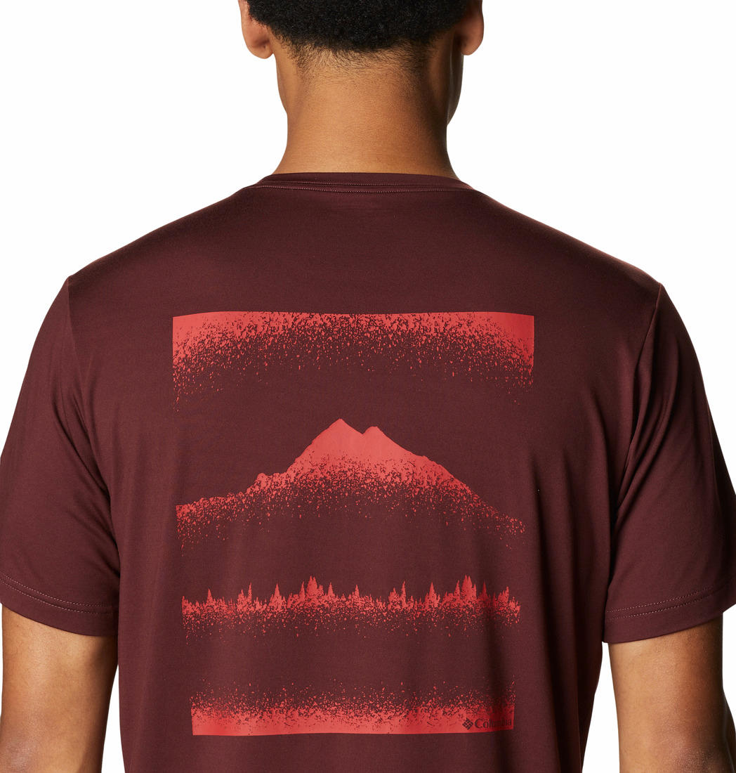 Columbia Men Maroon Tech Trail Graphic T-Shirt
