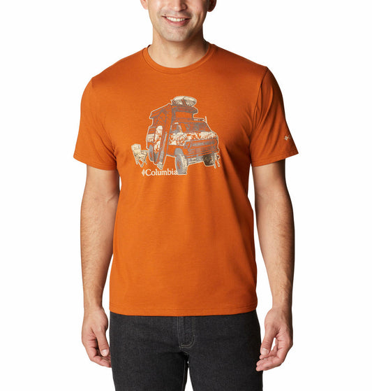 Columbia Men Orange S Sun Trek Short Sleeve Graphic T-Shirt