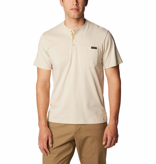 Columbia Men Beige Landroamer Short Sleeve Henley T-Shirt