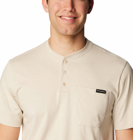 Columbia Men Beige Landroamer Short Sleeve Henley T-Shirt