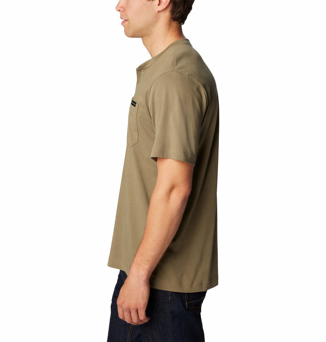 Columbia Men Green Landroamer Short Sleeve Henley T-Shirt