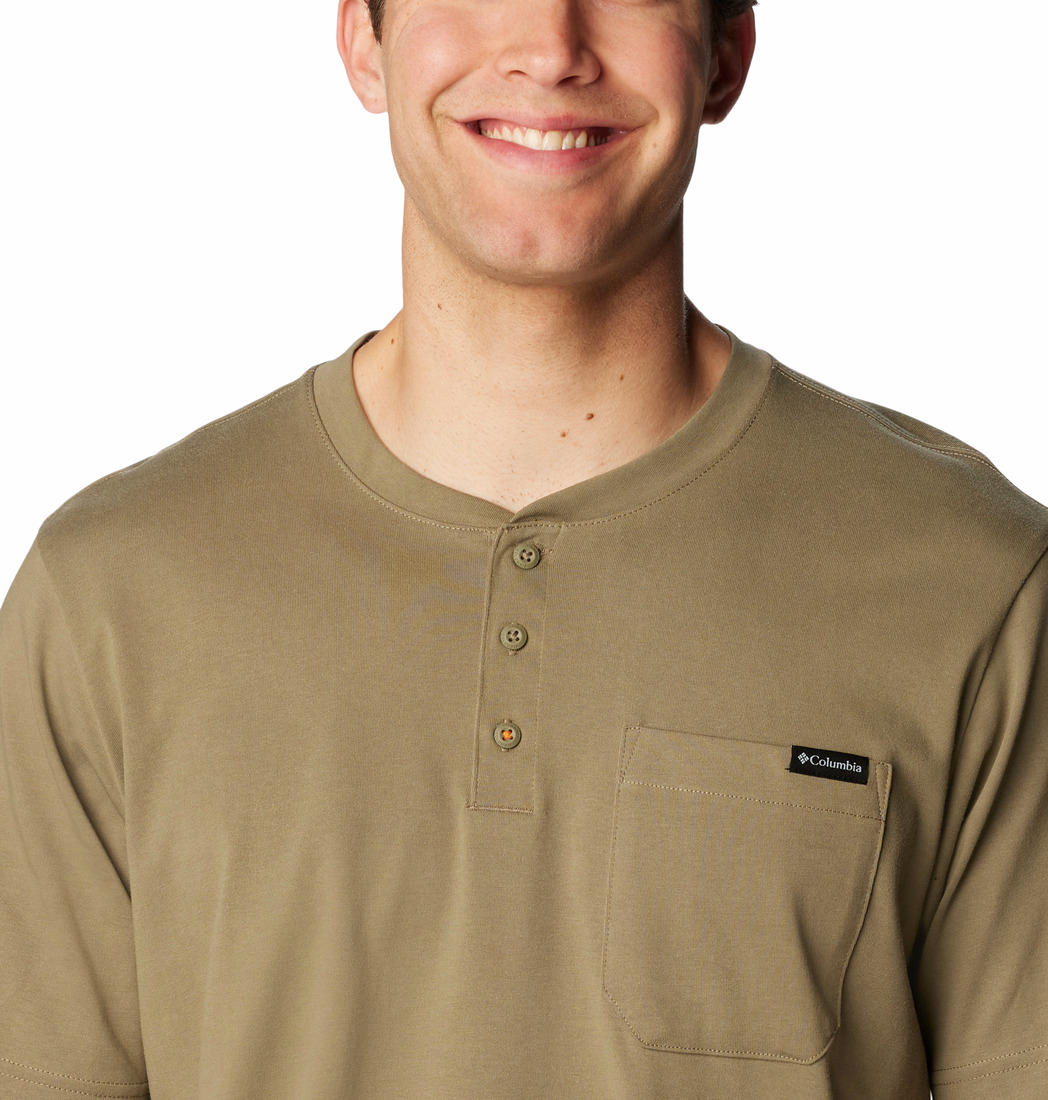 Columbia Men Green Landroamer Short Sleeve Henley T-Shirt