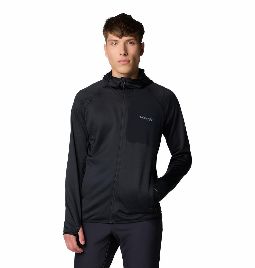Columbia Mens Black Triple Canyon Grid Fleece Hooded FZ Jacket II Jacket