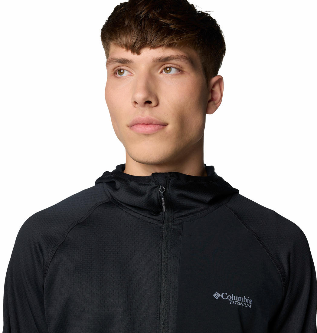 Columbia Mens Black Triple Canyon Grid Fleece Hooded FZ Jacket II Jacket
