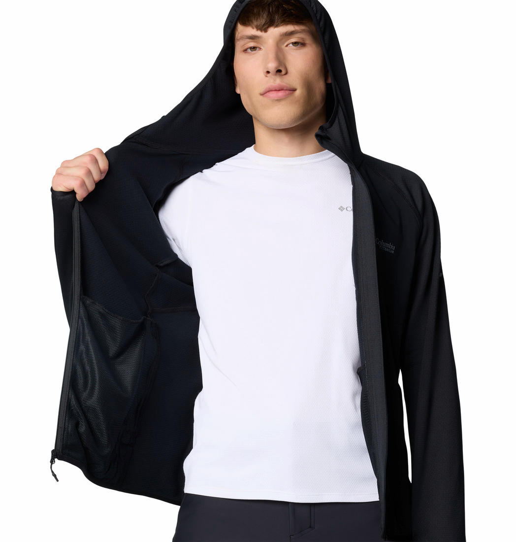 Columbia Mens Black Triple Canyon Grid Fleece Hooded FZ Jacket II Jacket