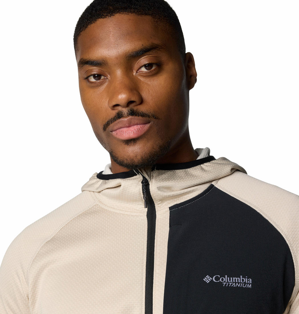 Columbia Mens Brown Triple Canyon Grid Fleece Hooded FZ Jacket II Jacket