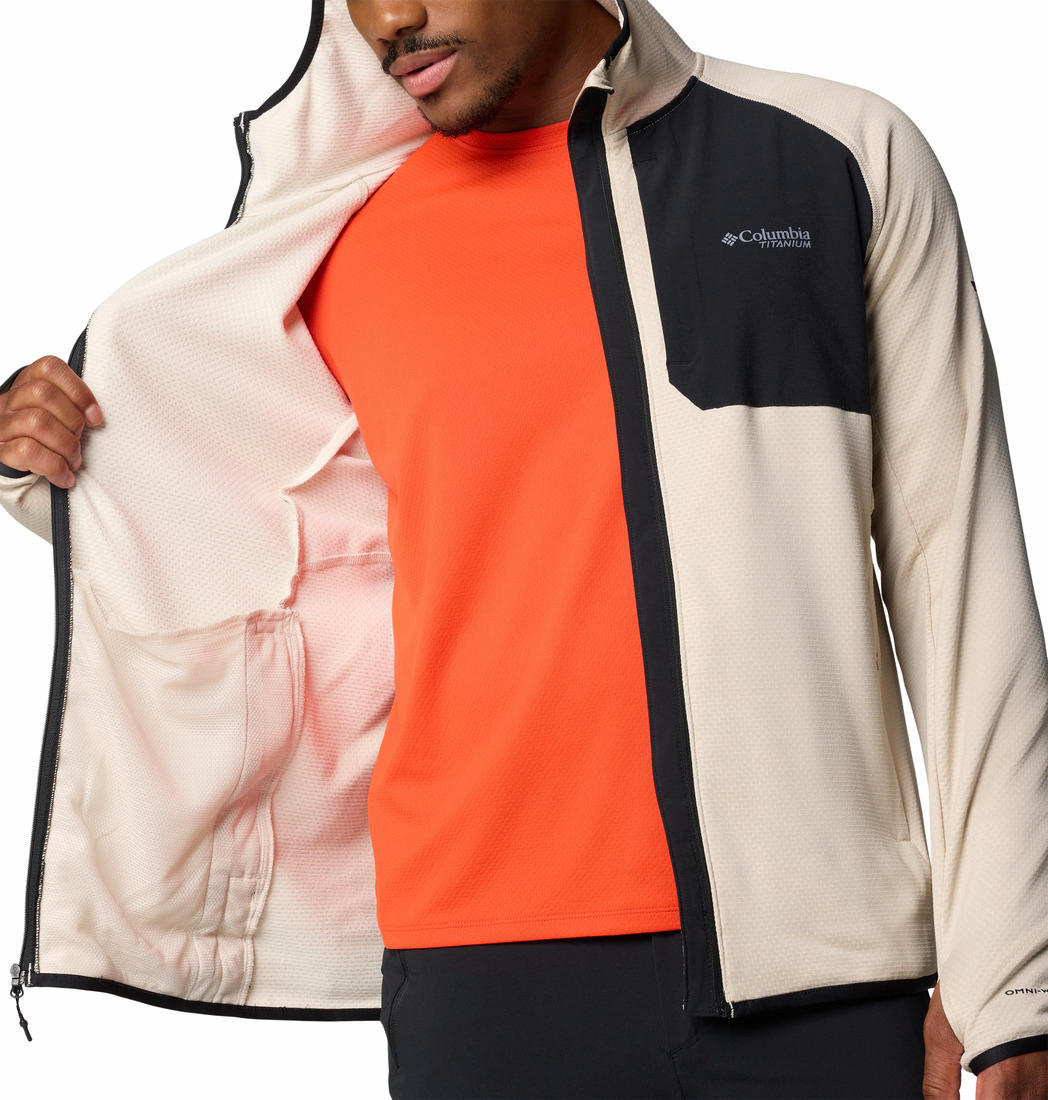 Columbia Mens Brown Triple Canyon Grid Fleece Hooded FZ Jacket II Jacket