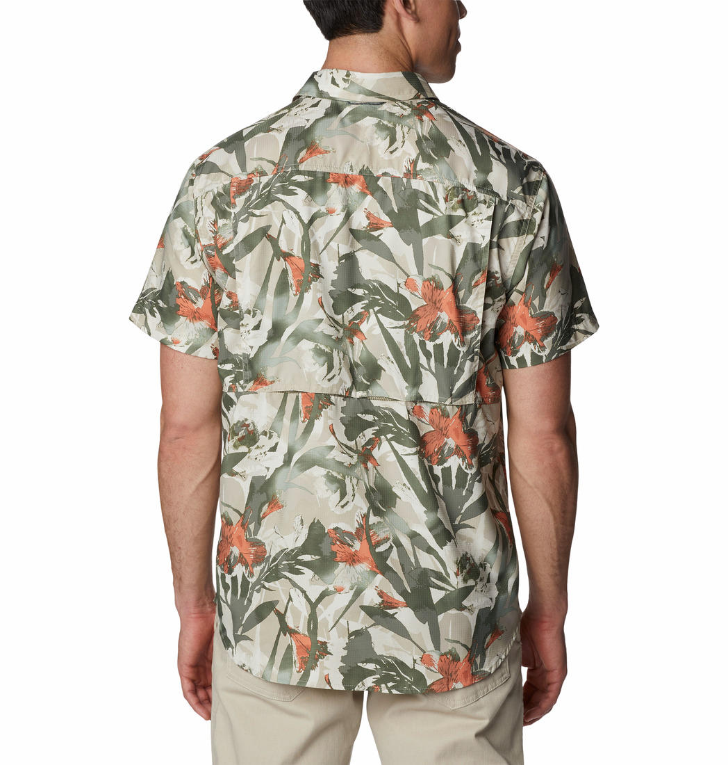 Columbia Men Brown Omni-Shade Silver Ridge Utility Lite Novelty Short Sleeve Shirt