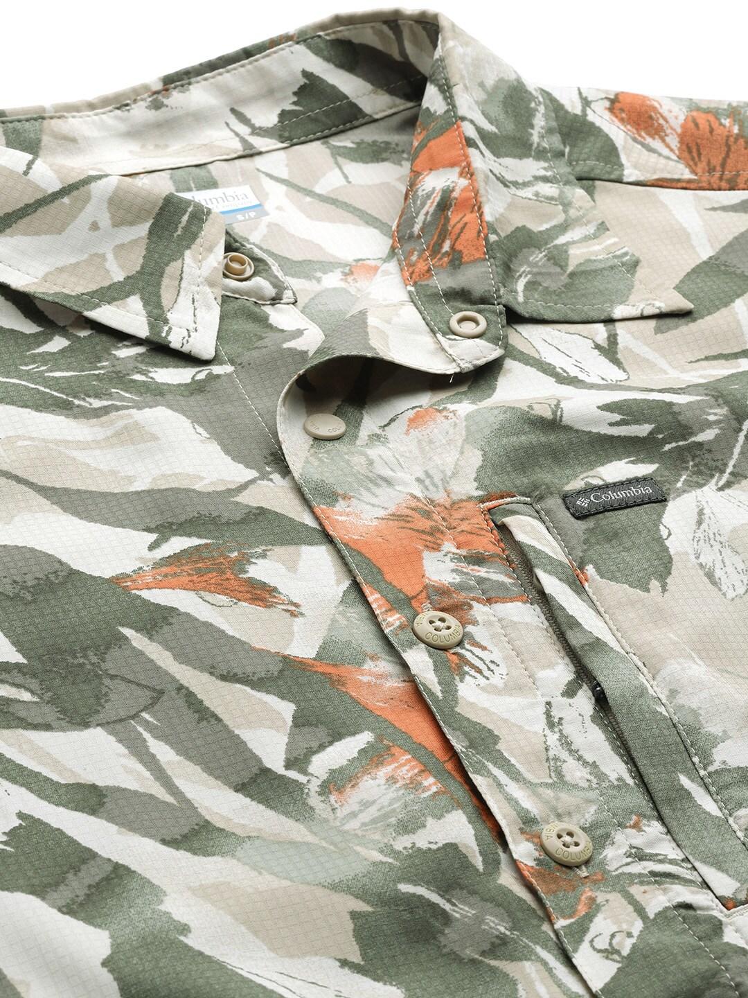 Columbia Men Brown Omni-Shade Silver Ridge Utility Lite Novelty Short Sleeve Shirt