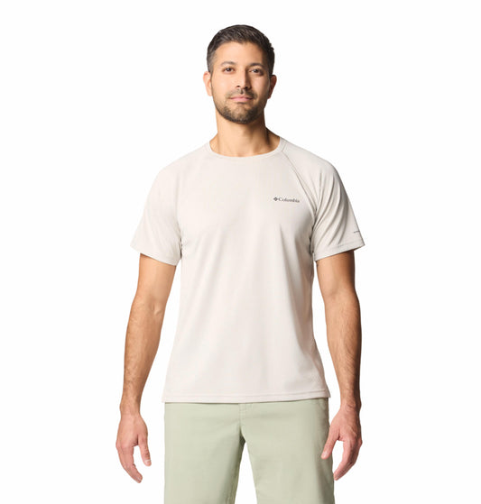 Columbia Mens Beige Omni-Shade Alpine Chill Pro Short Sleeve Crew Tshirt
