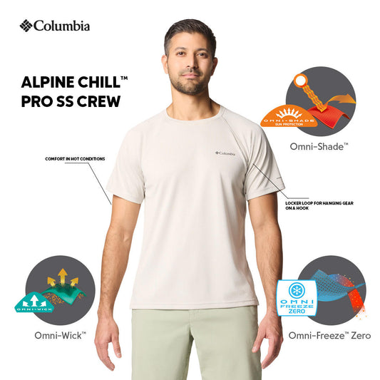 Columbia Mens Beige Omni-Shade Alpine Chill Pro Short Sleeve Crew Tshirt