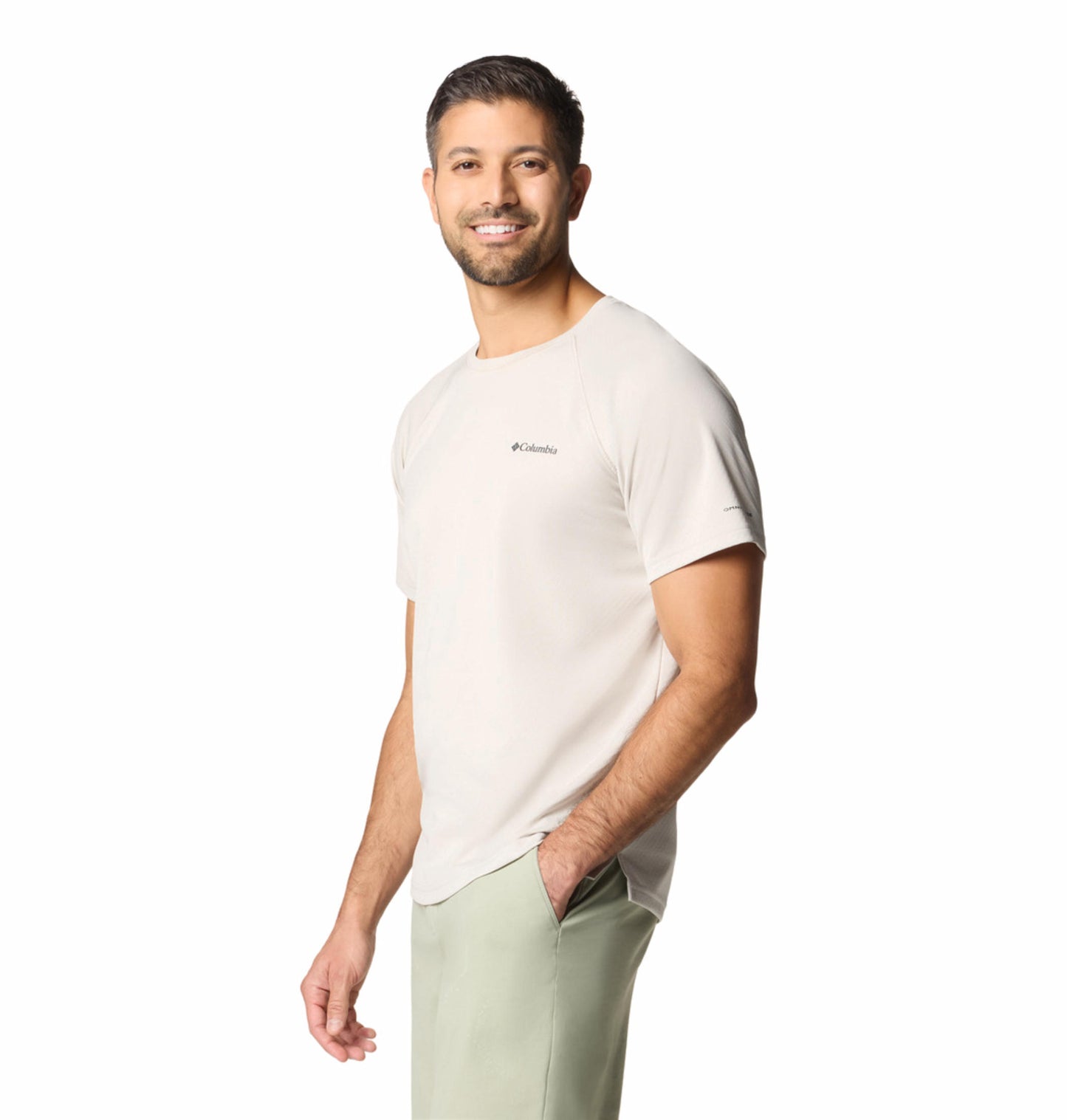 Columbia Mens Beige Omni-Shade Alpine Chill Pro Short Sleeve Crew Tshirt