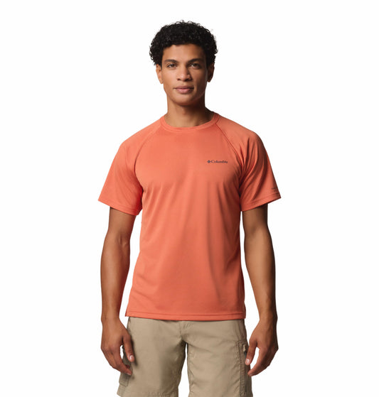 Columbia Mens Orange Omni-Shade Alpine Chill Pro Short Sleeve Crew Tshirt