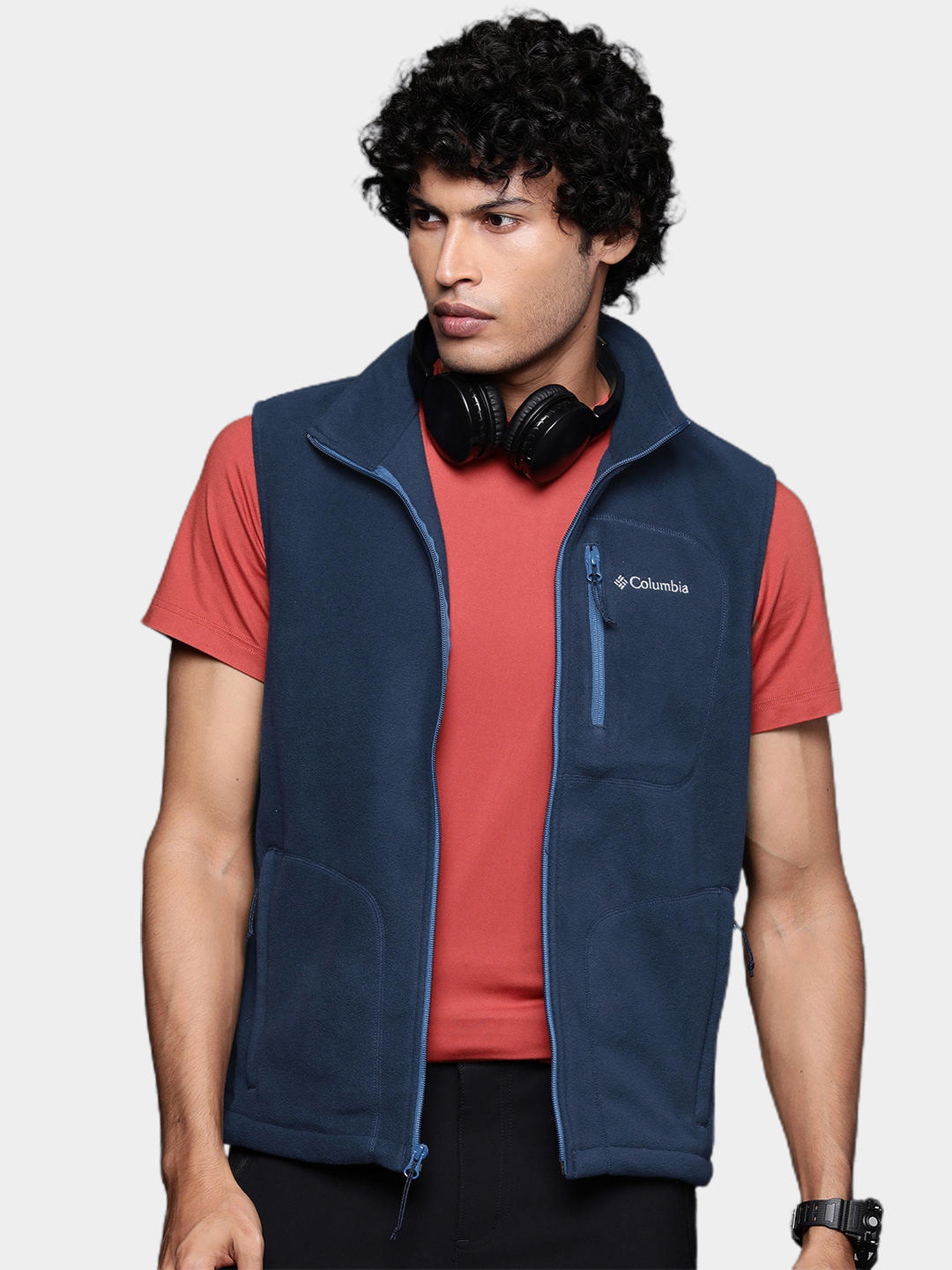 Columbia Men Blue Fast Trek Fleece Vest