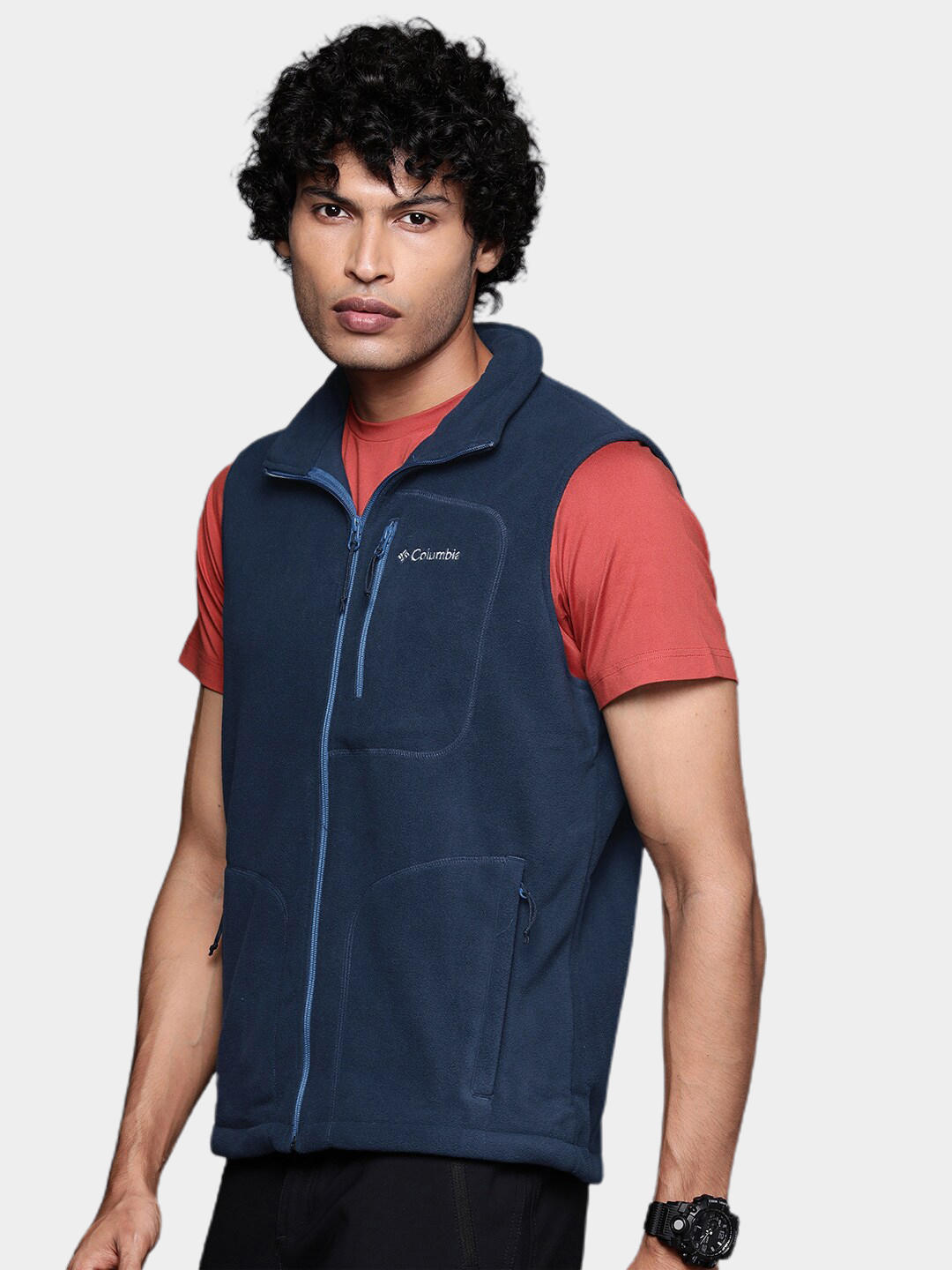 Columbia Men Blue Fast Trek Fleece Vest