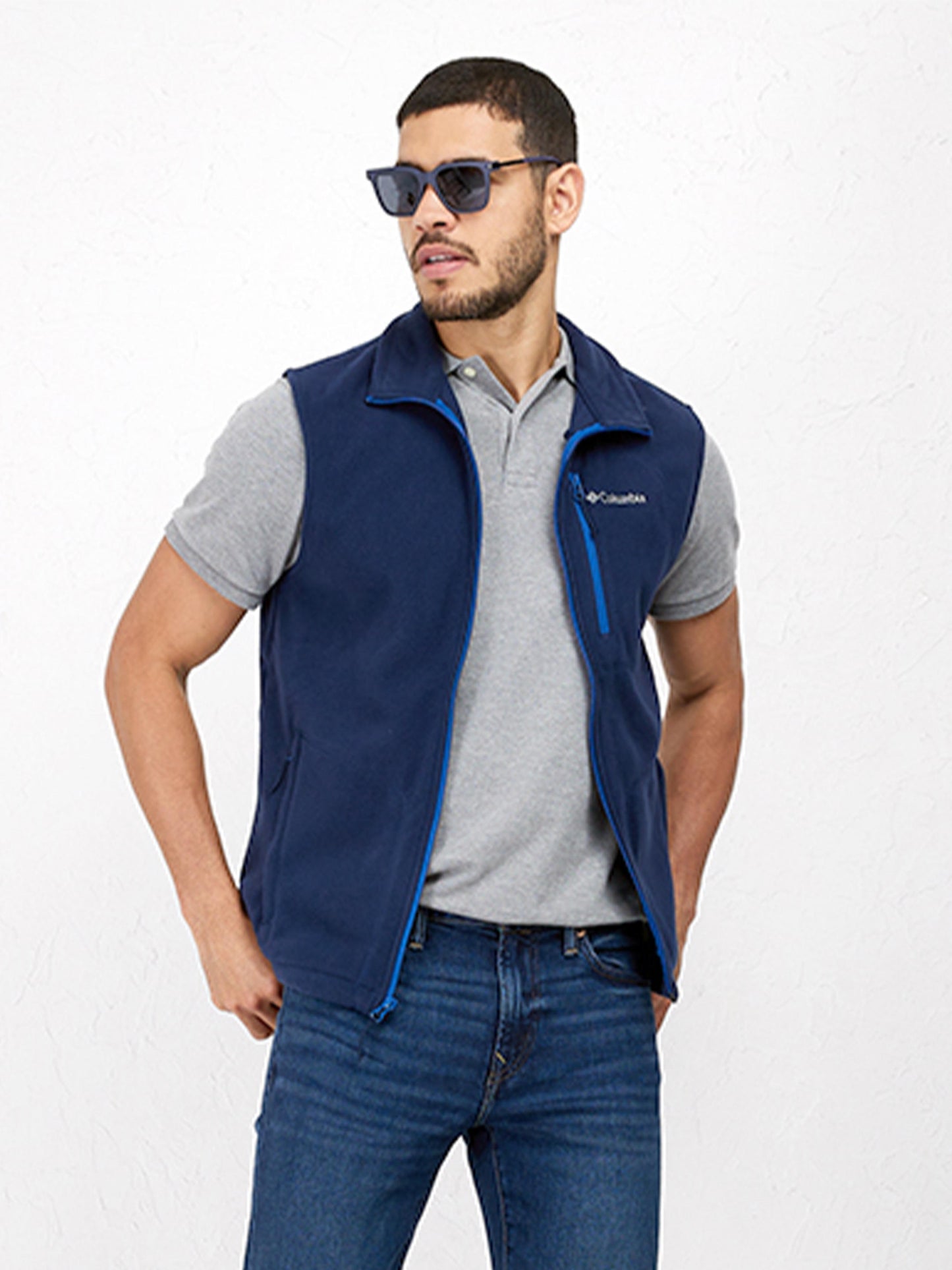 Columbia Mens Blue Fast Trek Fleece Vest