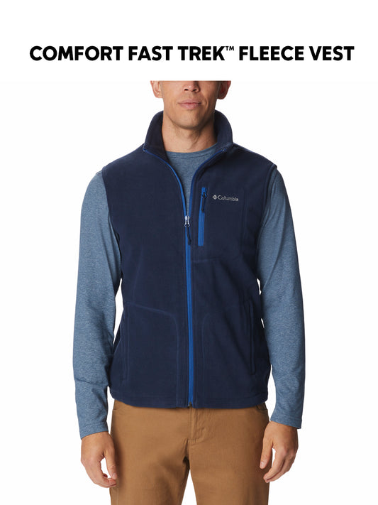 Columbia Men Navy Blue Fast Trek Fleece Vest