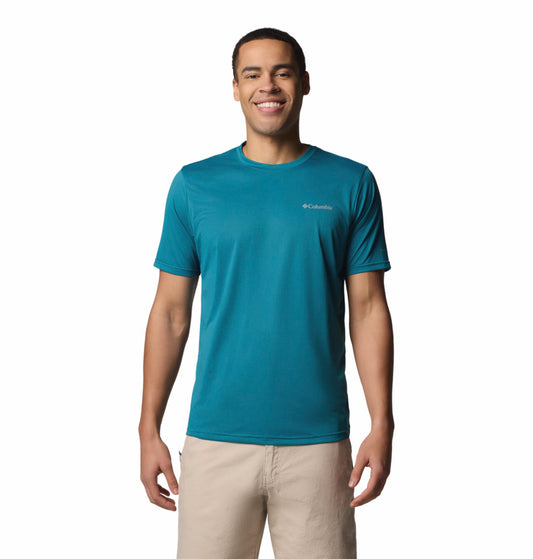Columbia Mens Teal Omni-Wick Hike Crew Tshirt