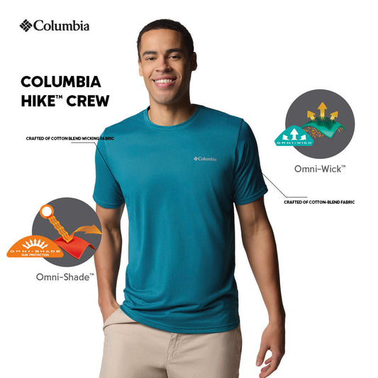 Columbia Mens Teal Omni-Wick Hike Crew Tshirt