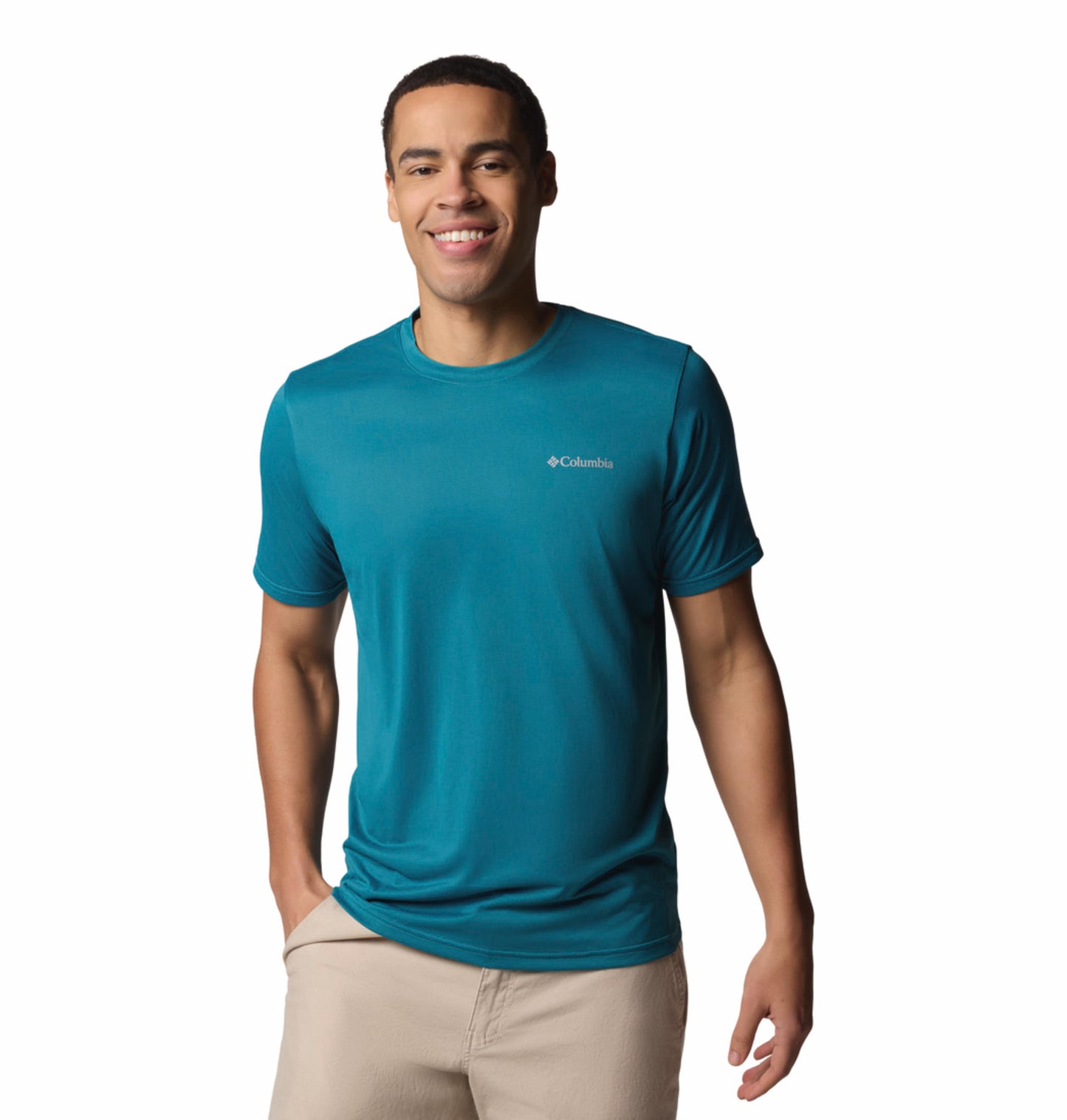 Columbia Mens Teal Omni-Wick Hike Crew Tshirt