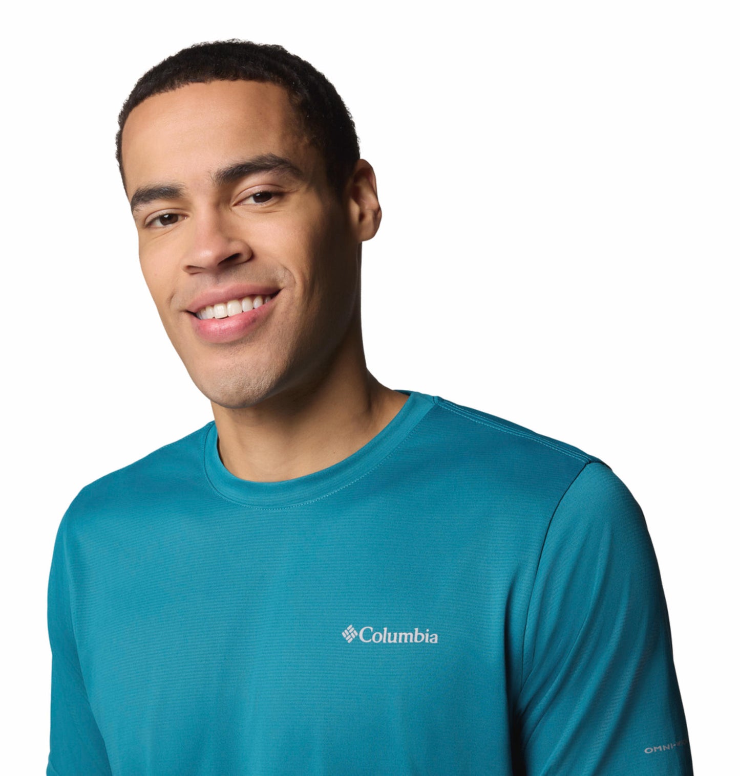 Columbia Mens Teal Omni-Wick Hike Crew Tshirt
