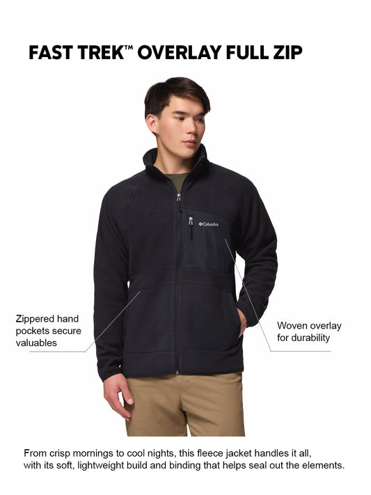 Columbia Men Black Fast Trek Overlay Fleece Jacket