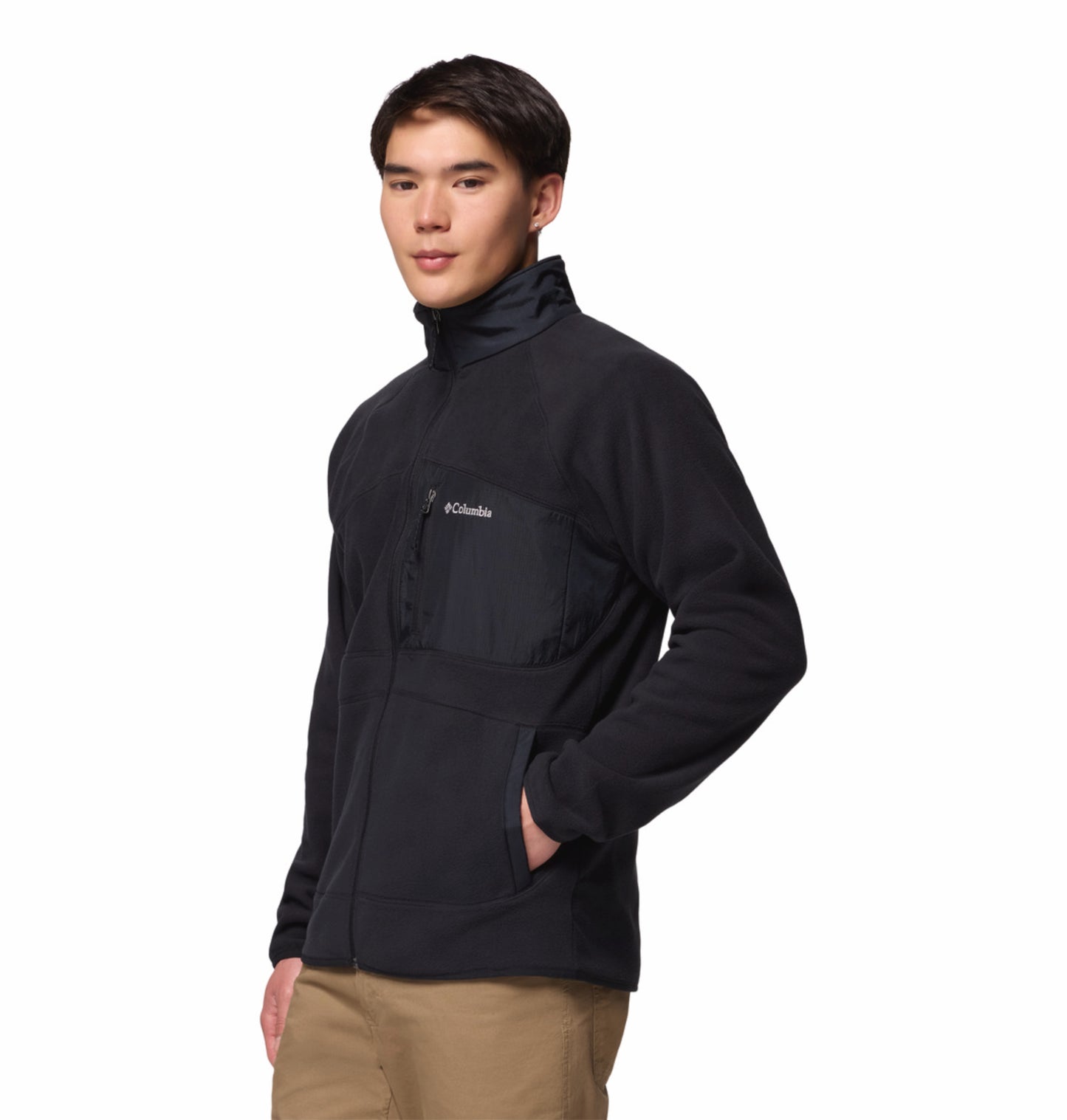 Columbia Men Black Fast Trek Overlay Fleece Jacket