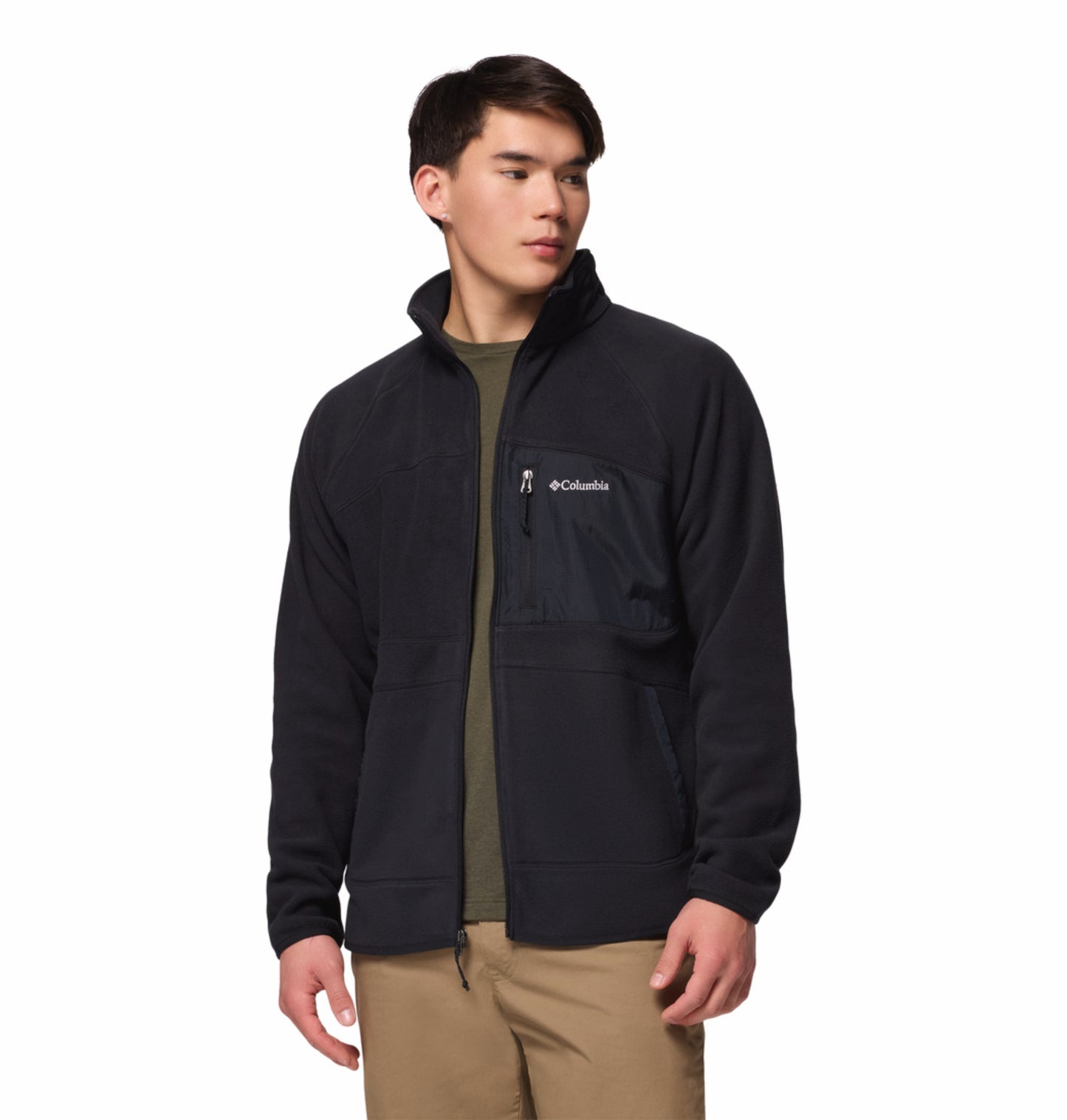 Columbia Men Black Fast Trek Overlay Fleece Jacket