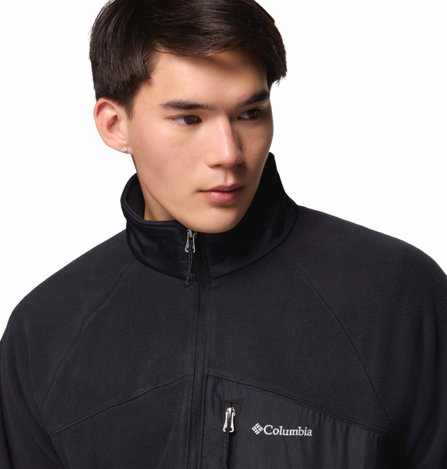 Columbia Men Black Fast Trek Overlay Fleece Jacket