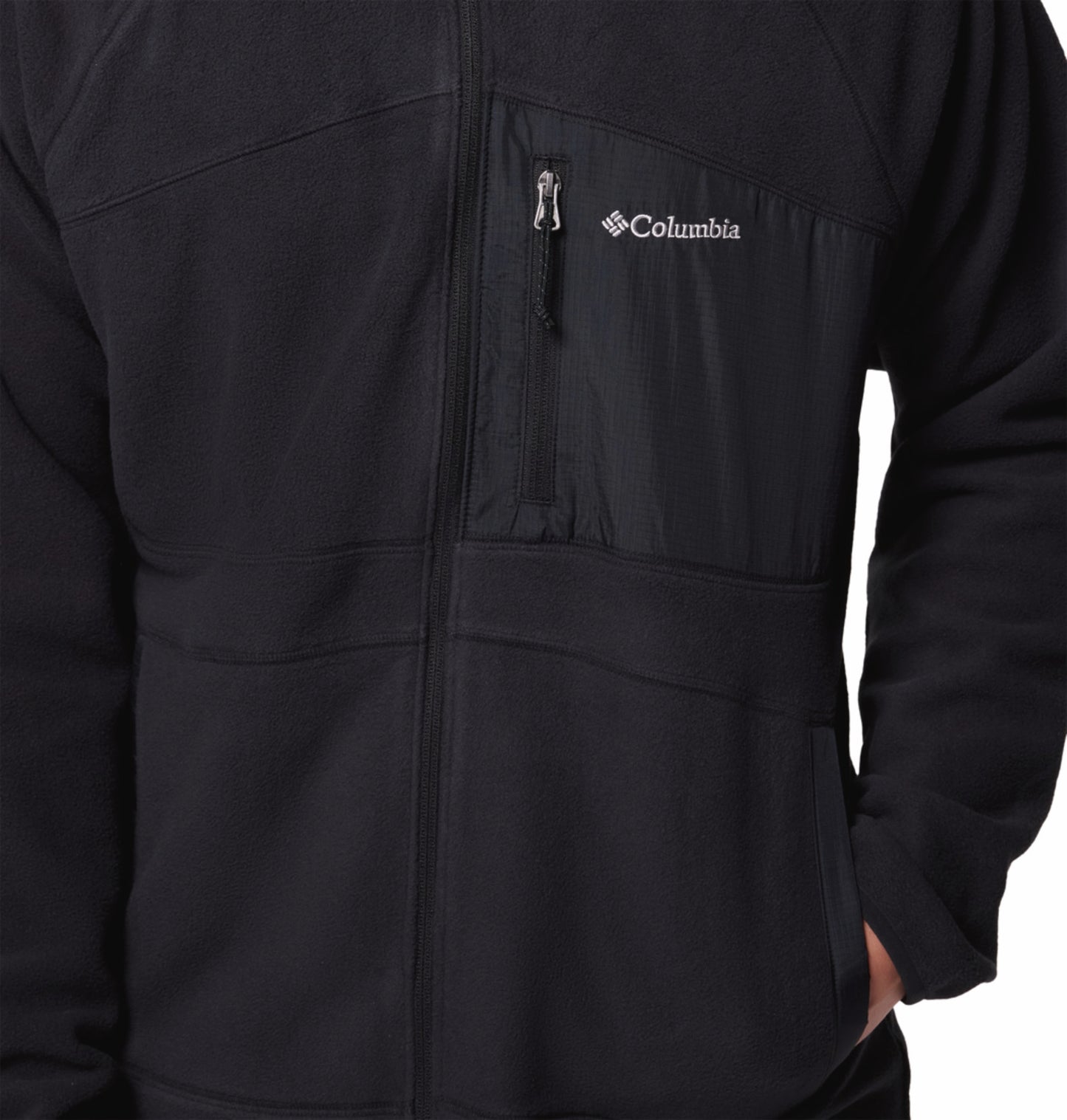 Columbia Men Black Fast Trek Overlay Fleece Jacket