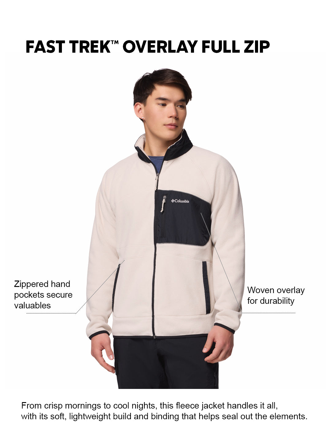Columbia Men Beige Fast Trek Overlay Fleece Jacket