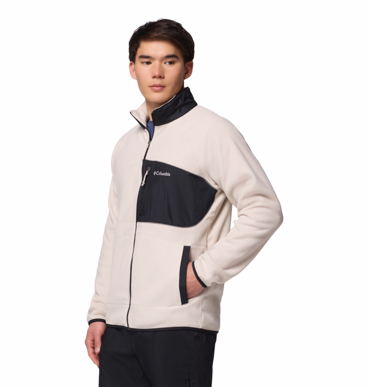 Columbia Men Beige Fast Trek Overlay Fleece Jacket