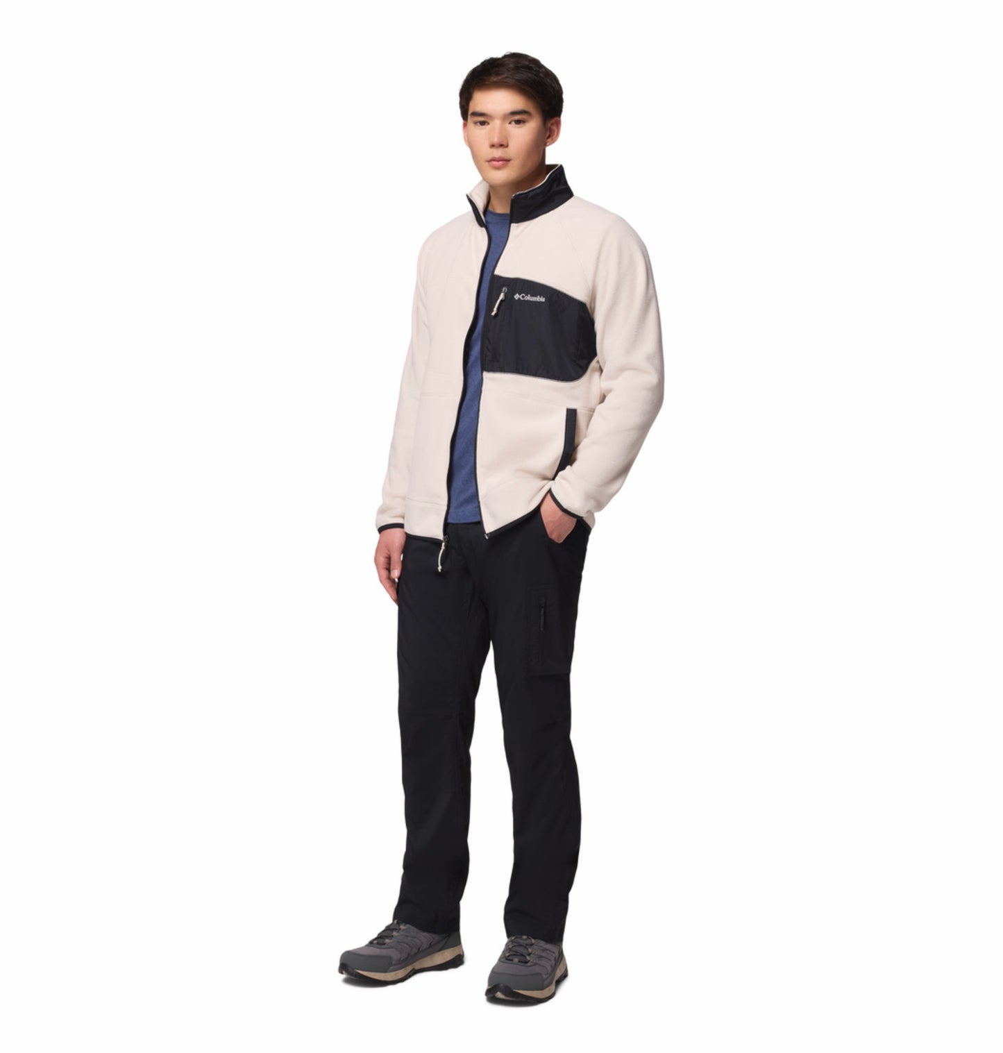 Columbia Men Beige Fast Trek Overlay Fleece Jacket