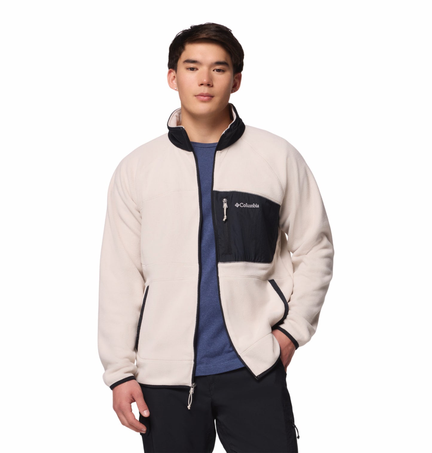 Columbia Men Beige Fast Trek Overlay Fleece Jacket