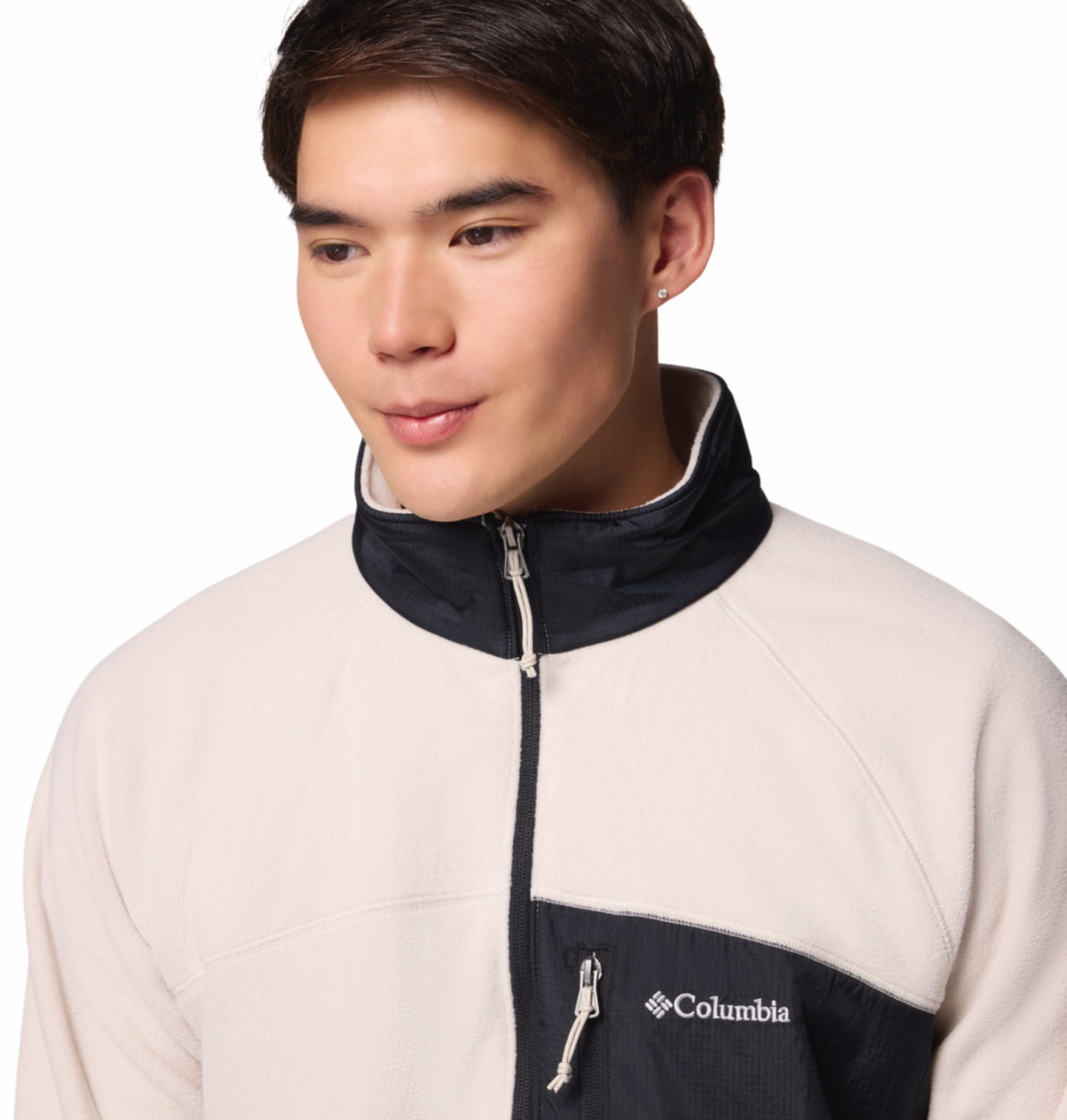 Columbia Men Beige Fast Trek Overlay Fleece Jacket