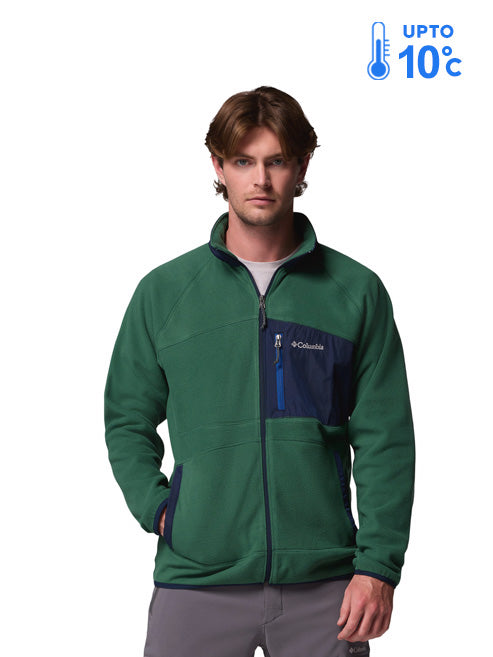 Columbia Men Green Fast Trek Overlay Fleece Jacket