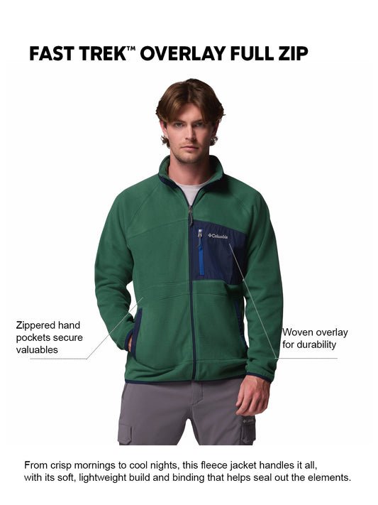 Columbia Men Green Fast Trek Overlay Fleece Jacket