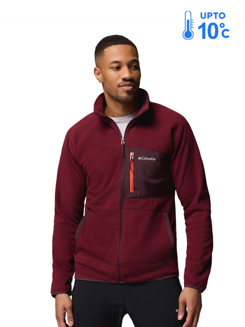 Columbia Men Red Fast Trek Overlay Fleece Jacket