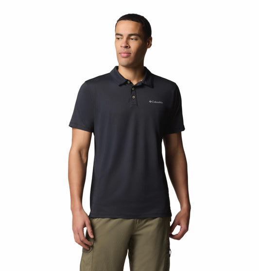 Columbia Mens Black Omni-Shade Tech Trail Utility Polo Tshirt