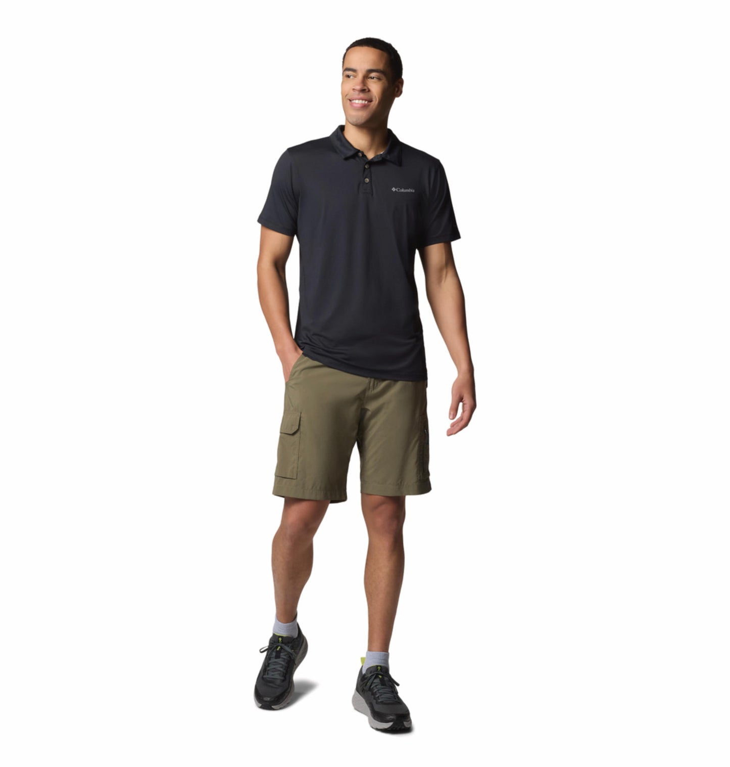 Columbia Mens Black Omni-Shade Tech Trail Utility Polo Tshirt