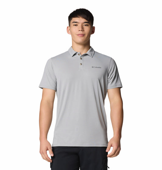 Columbia Mens Grey Omni-Shade Tech Trail Utility Polo Tshirt