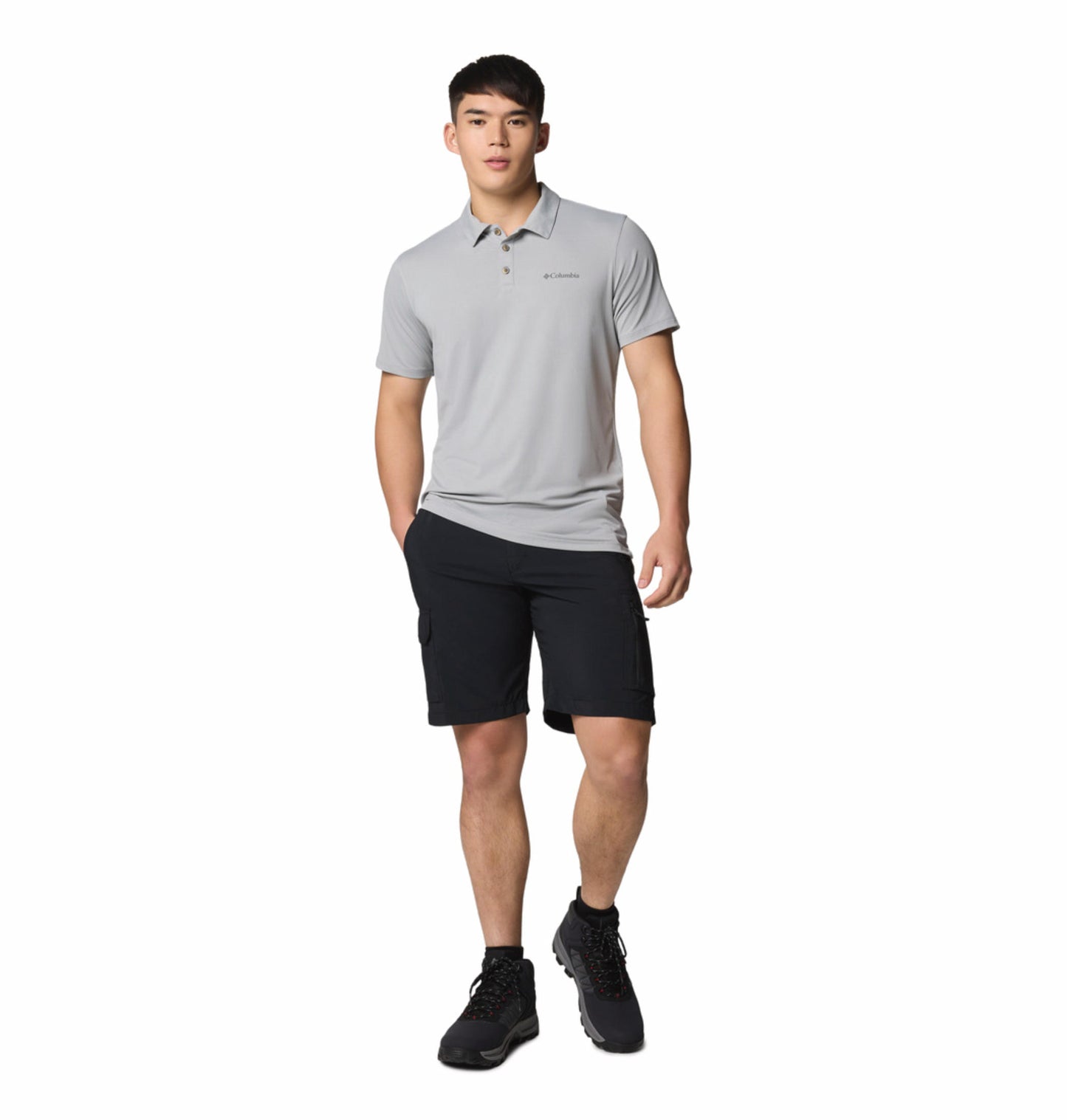 Columbia Mens Grey Omni-Shade Tech Trail Utility Polo Tshirt