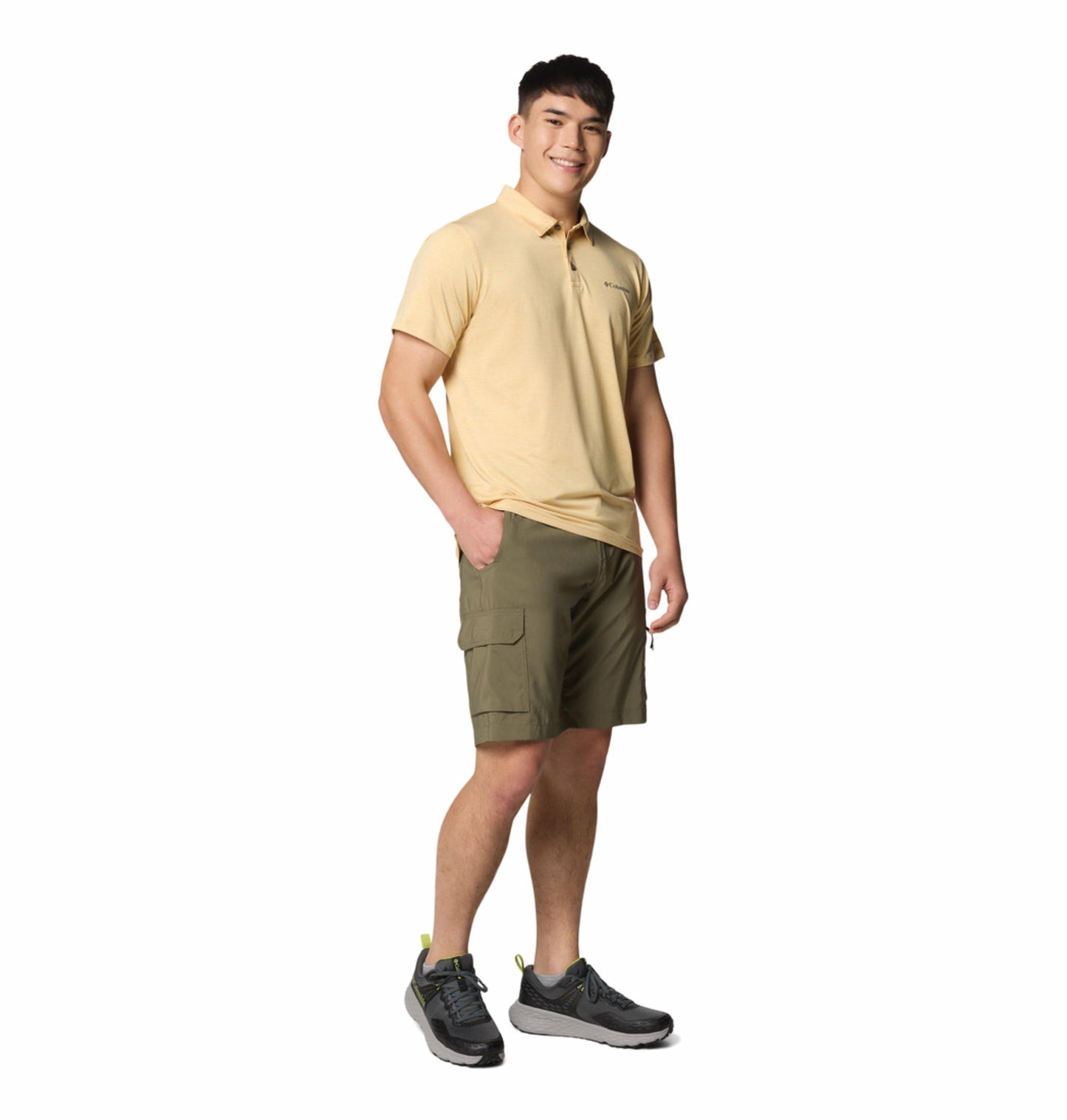 Columbia Mens Yellow Omni-Shade Tech Trail Utility Polo Tshirt
