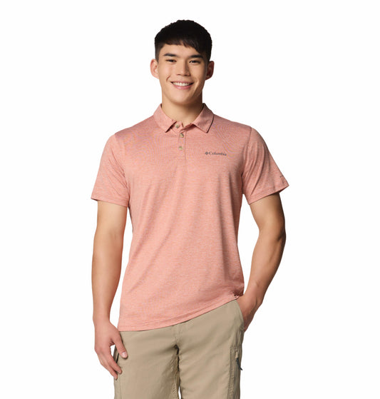 Columbia Mens Pink Omni-Shade Tech Trail Utility Polo Tshirt