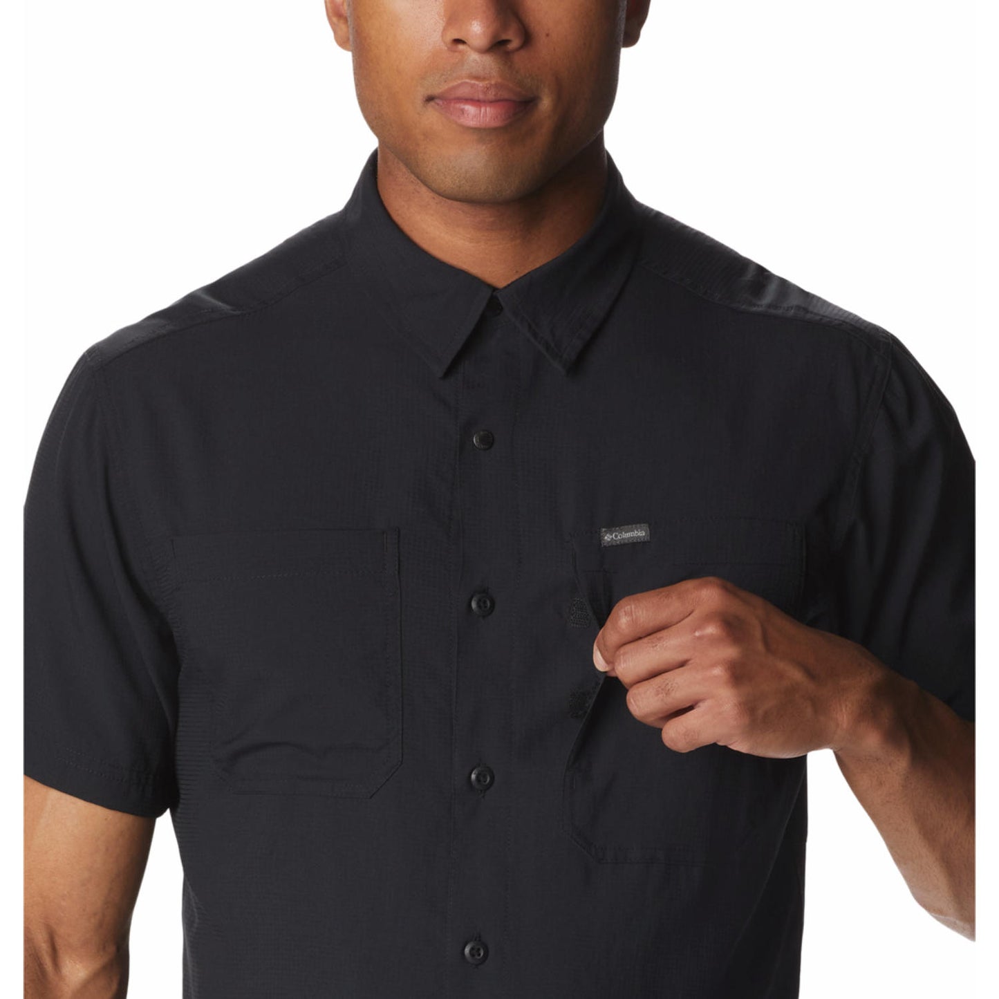 Columbia Mens Black Silver Ridge Utility Lite Short Sleeve Shirt