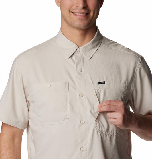 Columbia Men Beige Silver Ridge Utility Lite Short Sleeve Shirt