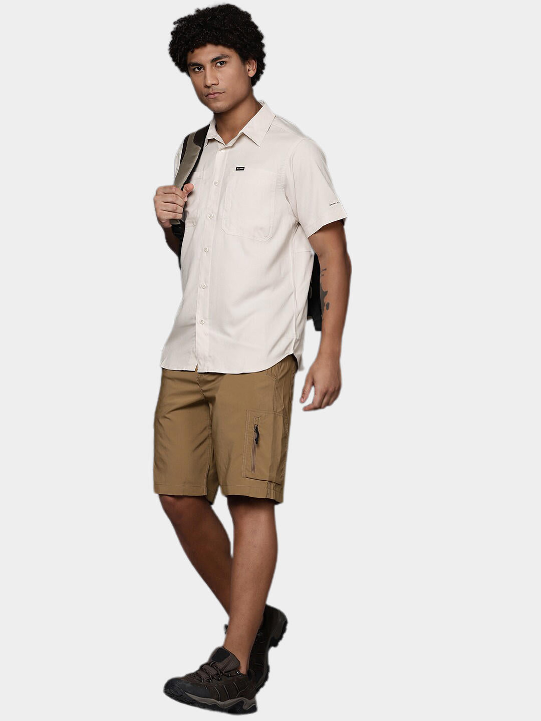 Columbia Men Beige Silver Ridge Utility Lite Short Sleeve Shirt