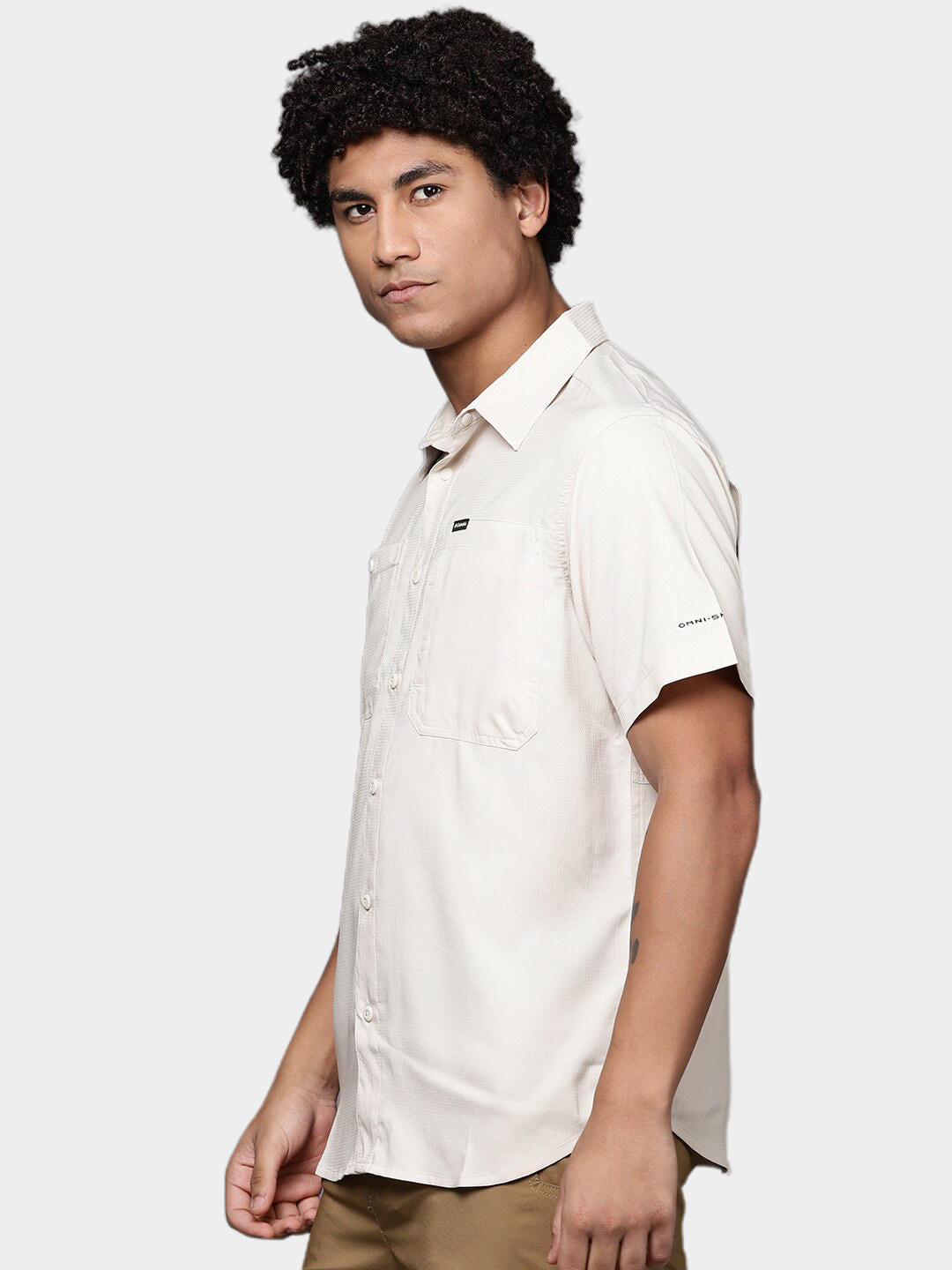 Columbia Men Beige Silver Ridge Utility Lite Short Sleeve Shirt
